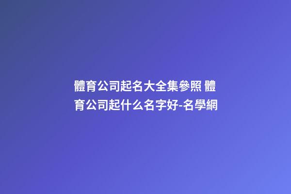 體育公司起名大全集參照 體育公司起什么名字好-名學網-第1張-公司起名-玄機派